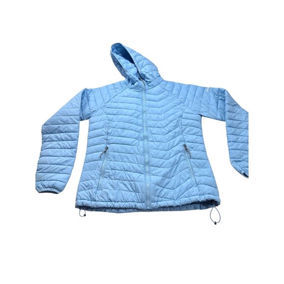 Columbia Womens Light Blue Quilted Hooded Jacket Omni-Heat Lined Full-Zip Lightw - Picture 4 of 9